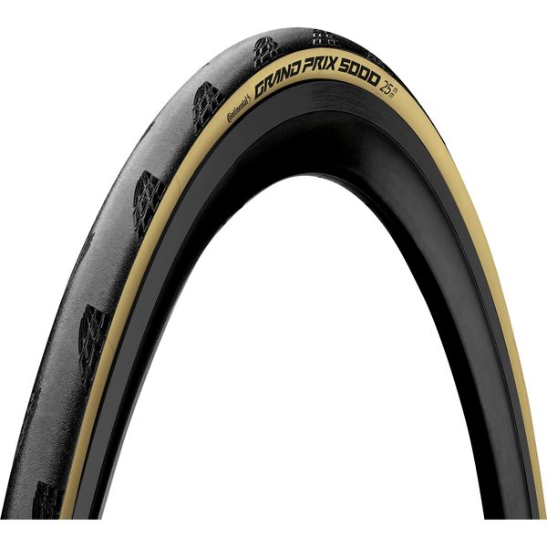 Continental Grand Prix 5000 All-season Foldable Tyre 2022: Black/Cream 700x25c 28" click to zoom image