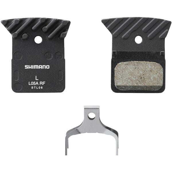 Shimano Spares L05A-RF disc pads & spring, alloy back with cooling fins, resin click to zoom image