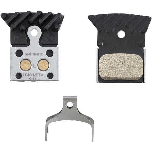 Shimano Spares L04C disc pads & spring, alloy/stainless back with cooling fins, metal sintered click to zoom image