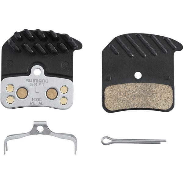 Shimano Spares H03C disc pads & spring, alloy/stainless back with cooling fins, metal sintered click to zoom image