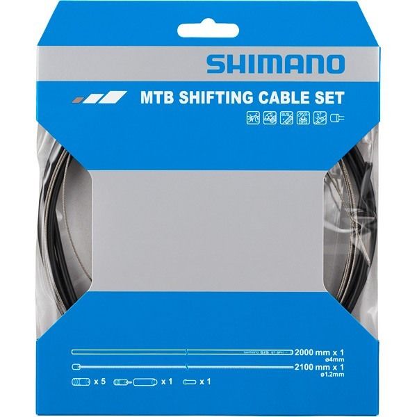 Shimano Spares MTB gear cable set for rear only, stainless steel inner, black click to zoom image