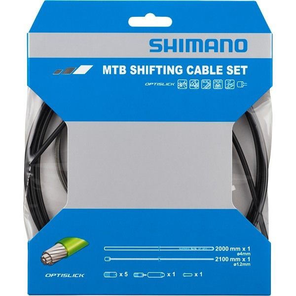 Shimano Spares MTB gear cable set for rear only, OPTISLICK coated stainless steel inner, black click to zoom image