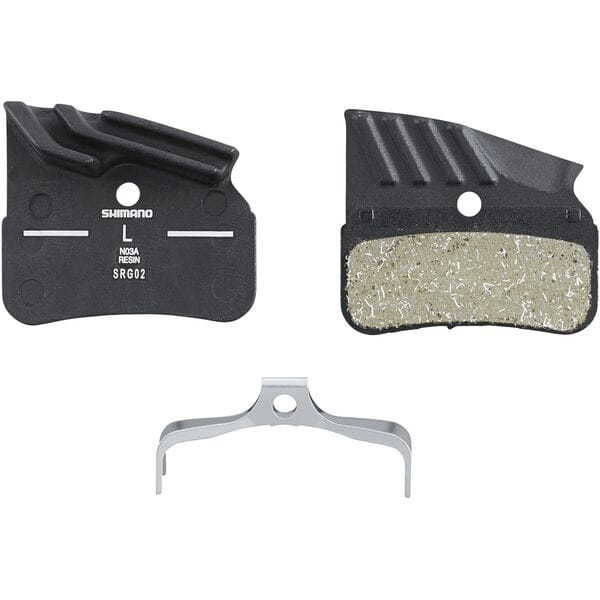 Shimano Spares N03A disc pads and spring, alloy back with cooling fins, resin click to zoom image