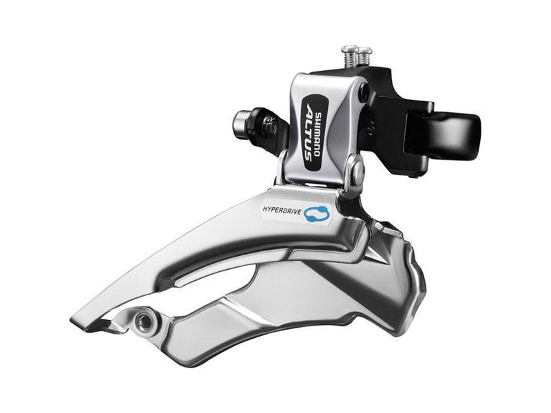 Shimano Altus FD-M313 Altus hybrid front derailleur, conventional swing, dual-pull, multi fit click to zoom image