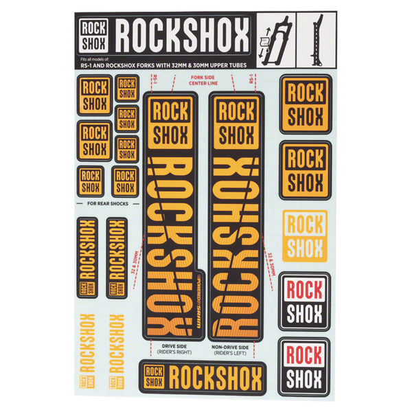 Rock Shox Spare - Decal Kit 30/32mm Ne02 Orange - Sid/Reba/Revelation(Pre-2018)/Sektor/Recon/Xc32/30g/30s/Xc30 Black 30/32mm click to zoom image