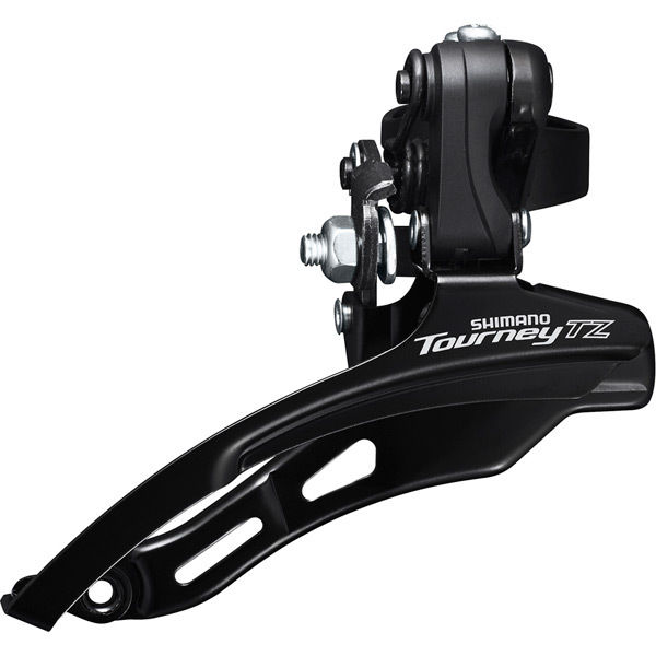 Shimano Tourney / TY FD-TZ500 6-speed MTB front derailleur, down swing, top pull, 31.8mm, 66-69, 42T click to zoom image