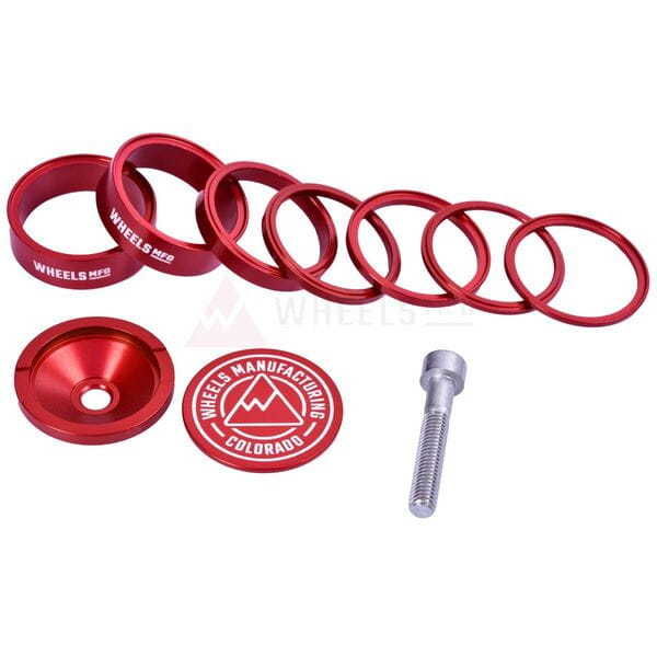 Wheels Manufacturing Pro StackRight Headset Spacer Kit - Red click to zoom image