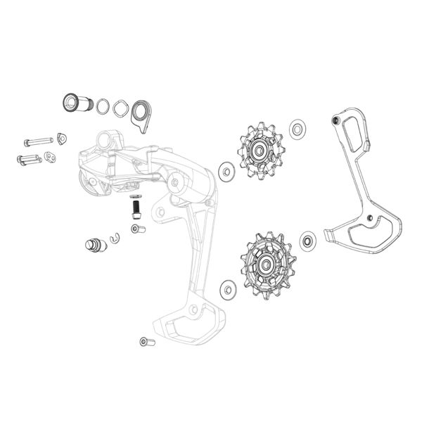 Sram Rear Derailleur Cage Assembly Kit T-type Eagle Axs (Full Replacement Cage Assembly Including Outer And Inner Cages, Damper And Pulleys) Xx click to zoom image