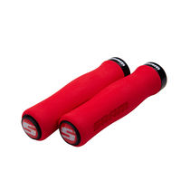 Sram Locking Grips Contour Foam 129mm Red With Single Black Clamp And End Plugs