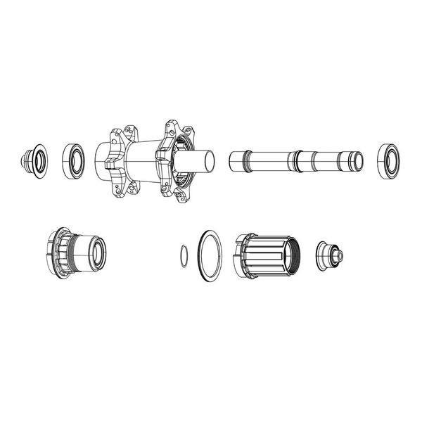 Sram Kit Complete Axle Assembly (Includes Axle Threaded Lock Nuts And End Caps) - Mth-746 Cassette Rear click to zoom image
