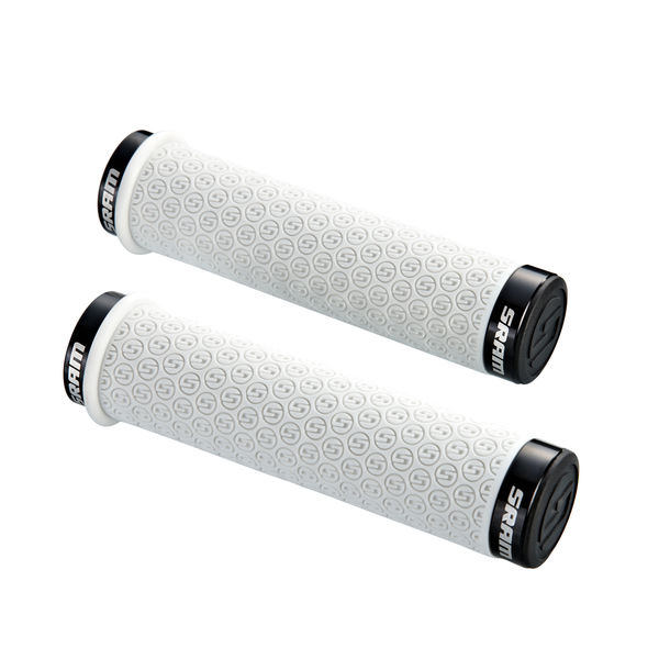 Sram Dh Silicone Locking Grips White With Double Clamps and End Plugs click to zoom image