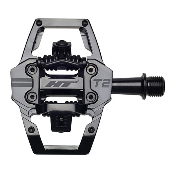 HT Components T-2 Trail Clipless Alloy Body, Sealed Bearing, Cr-Mo axles, Inc. X1 Cleats Stealth click to zoom image