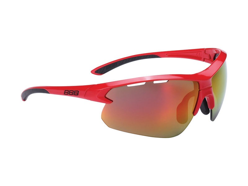 BBB Impulse Sport Glasses Red, Black Tip, Red Lens click to zoom image