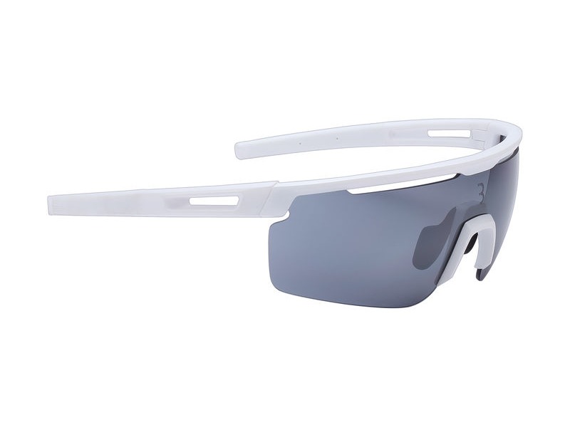 BBB Avenger Sport Glasses Matte White, White Tips, Smoke Lenses click to zoom image