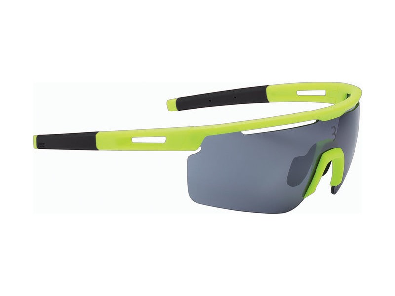 BBB Avenger Sport Glasses Matte Yellow, Grey Tips, Smoke Lenses click to zoom image