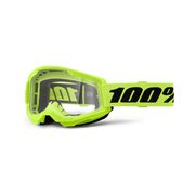 100% Strata 2 Goggle Neon Yellow / Clear Lens 