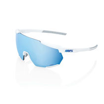 100% Racetrap 3.0 Glasses - Matte White / HiPER Blue Multilayer Mirror Lens