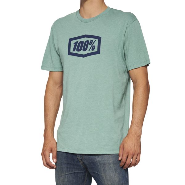 100% ICON Short Sleeve T-Shirt Ocean Blue Heather click to zoom image