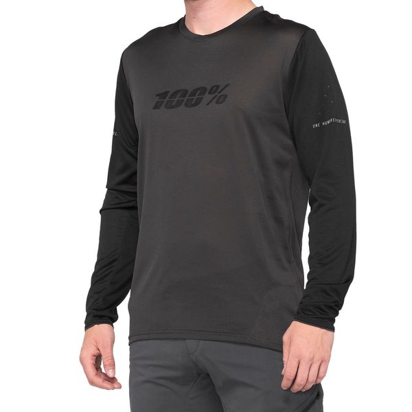 100% Ridecamp Long Sleeve Jersey 2022 Black / Charcoal click to zoom image