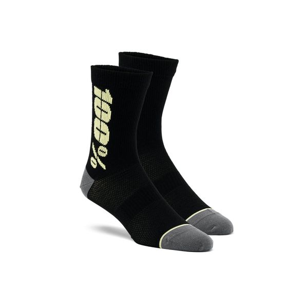 100% RHYTHM Merino Wool Performance Socks Black / Yellow click to zoom image
