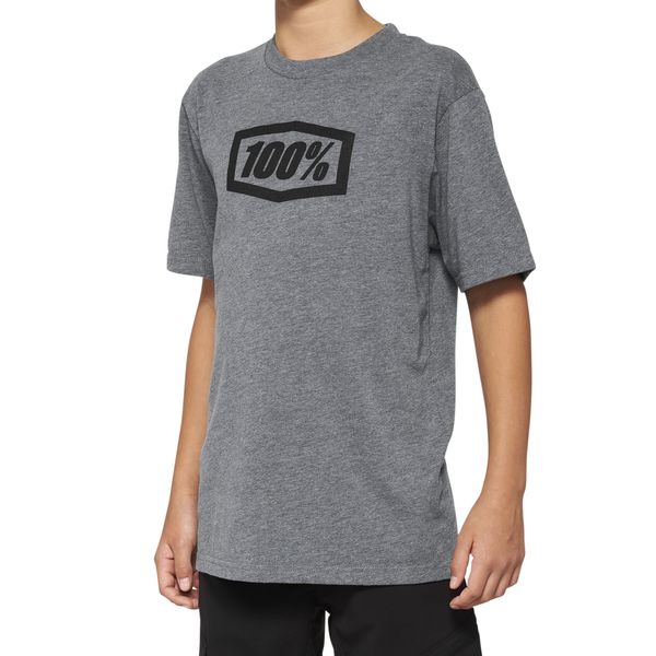 100% ICON Youth Short Sleeve Tee Heather Grey click to zoom image