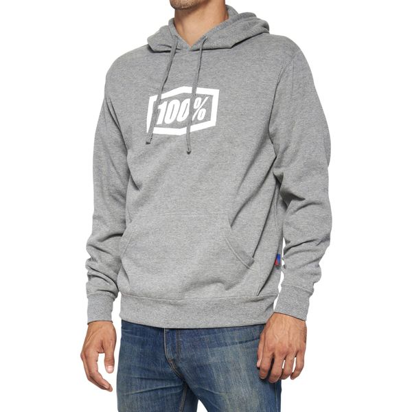 100% Icon Pullover Hoodie Heather Grey click to zoom image