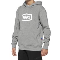 100% ICON Pullover Youth Hoodie Heather Grey