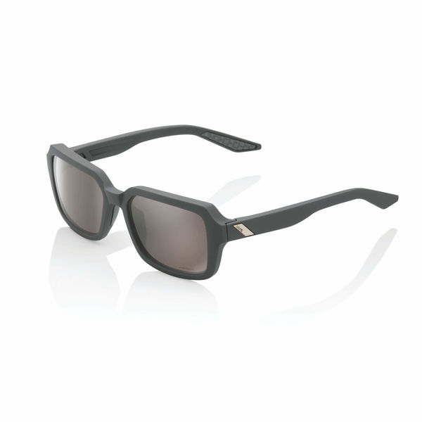 100% Rideley Glasses - Soft Tact Cool Grey / HiPER Silver Mirror Lens click to zoom image