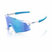 100% Aerocraft Glasses - Matte White / HiPER Blue Mirror Lens 