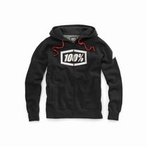 100% SYNDICATE Zip Hooded Sweatshirt Black Heather / White