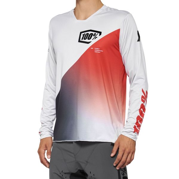 100% R-Core X Long Sleeve Jersey Grey / Racer Red click to zoom image