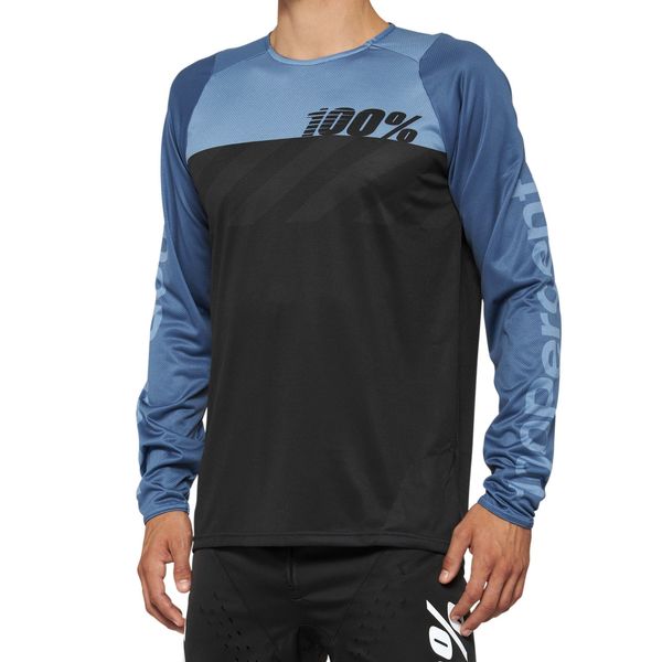 100% R-Core Long Sleeve Jersey Black / Slate Blue click to zoom image