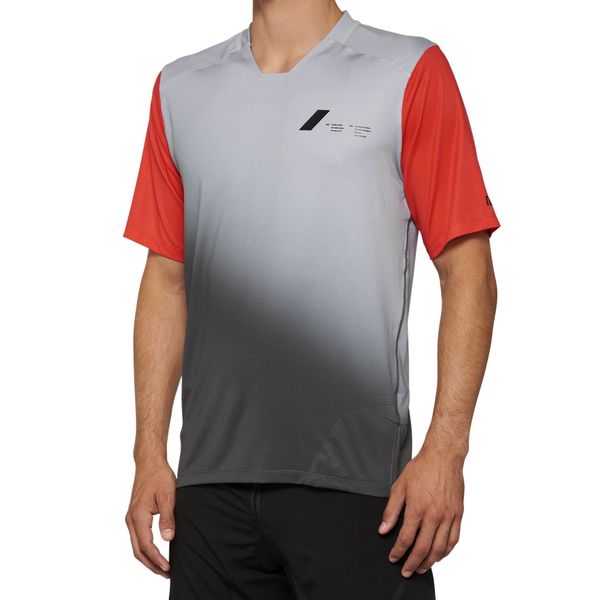 100% Celium Short Sleeve Jersey Grey / Racer Red click to zoom image