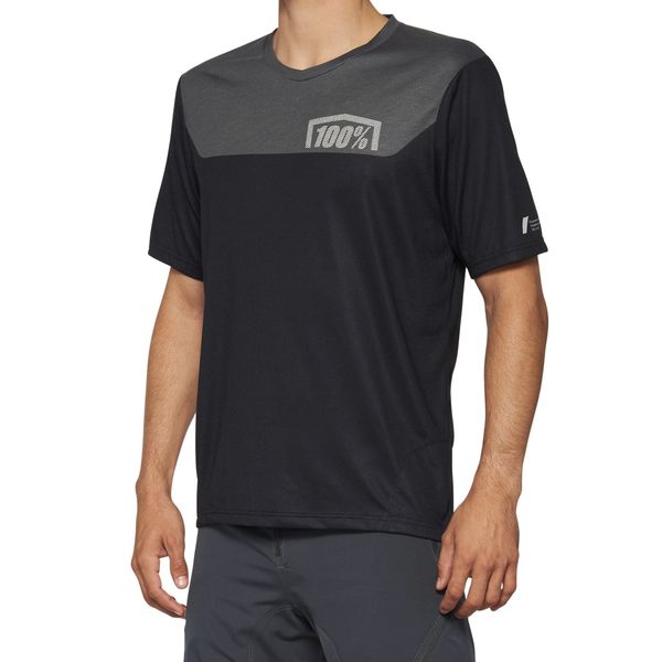 100% Airmatic Short Sleeve Jersey Black/Charcoal click to zoom image
