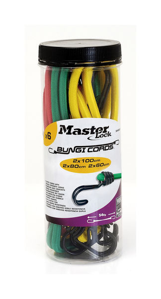 Masterlock Twin Wire Bungee Pack x6 Pcs [3040] Red, Green, Yellow click to zoom image