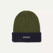 Sealskinz Bacton Waterproof Cold Weather Roll Cuff Beanie Small/Medium Olive/Navy  click to zoom image