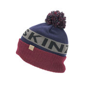 Sealskinz Foulden Water Repellent Cold Weather Bobble Hat Small/Medium Navy Blue/Grey/Red  click to zoom image