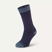 Sealskinz Wiveton Waterproof Warm Weather Mid Length Sock Small Navy Blue  click to zoom image