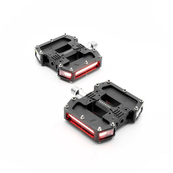 Redshift Sports Arclight Pro Flat Pedals CNC Alloy Pedals with adjustable LEDs (Red/White) - Removeable pins, Clip in light design Black click to zoom image