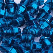 TAG Metals T1 Pedal Pins 4mm, Hex Blue  click to zoom image