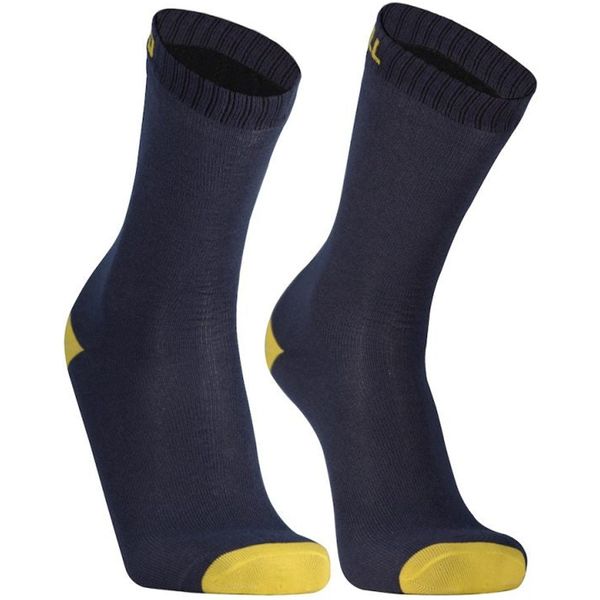 DexShell Ultra Thin Crew Socks Navy Lime Yellow click to zoom image