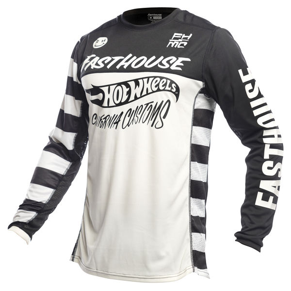 Fasthouse Grindhouse Hot Wheels Long Sleeve Jersey White/Black click to zoom image
