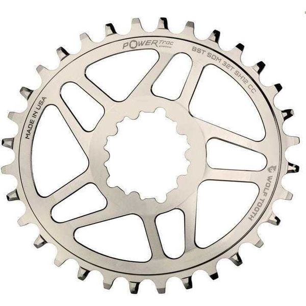 Wolf Tooth Elliptical Direct Mount Chainring for eeWing cranks with 12-speed HG+ Silver / 32T click to zoom image
