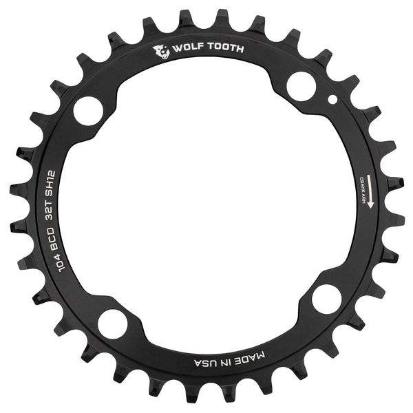 Wolf Tooth 104 BCD Chainring for Shimano 12 speed Black / 34T click to zoom image