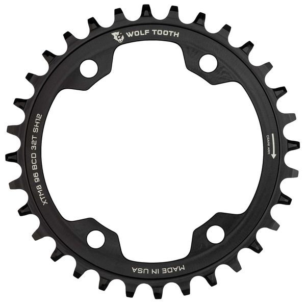 Wolf Tooth 96 BCD Chainring for XT M8000 Shimano 12 speed Black / 32T click to zoom image