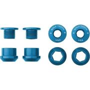 Wolf Tooth Chainring Bolts and Nuts - Set of 4 for 1X M8 x.75 x 4 Blue  click to zoom image