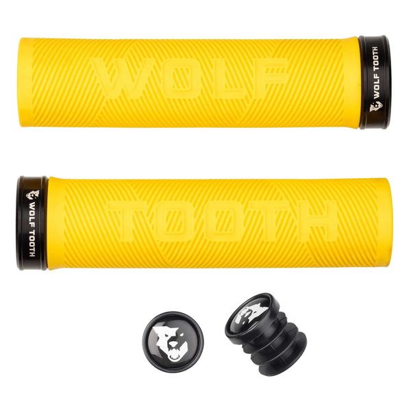 Wolf Tooth Echo Lock-On Grips Yellow/Black / One Size click to zoom image