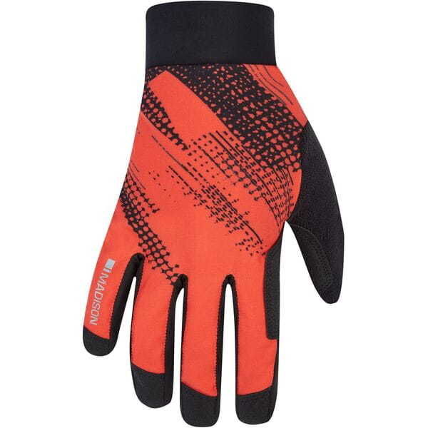Madison Flux Waterproof Trail Gloves, magma red perforated bolts click to zoom image