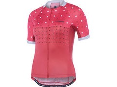 Madison Sportive Apex women's short sleeve jersey, raspberry/rio red hex dots 