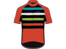Madison Sportive youth short sleeve jersey, torn stripes blue curaco/chilli red